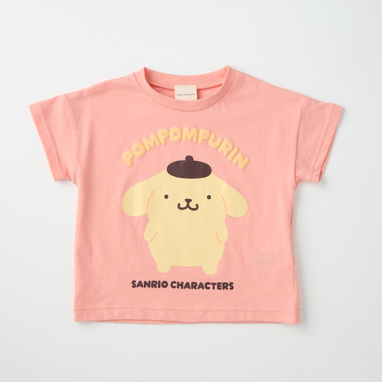 サンリオキャラクター 発泡プリント 天竺 半袖Tシャツ ベビー(ポムポムプリン(サーモンピンク)-100cm)