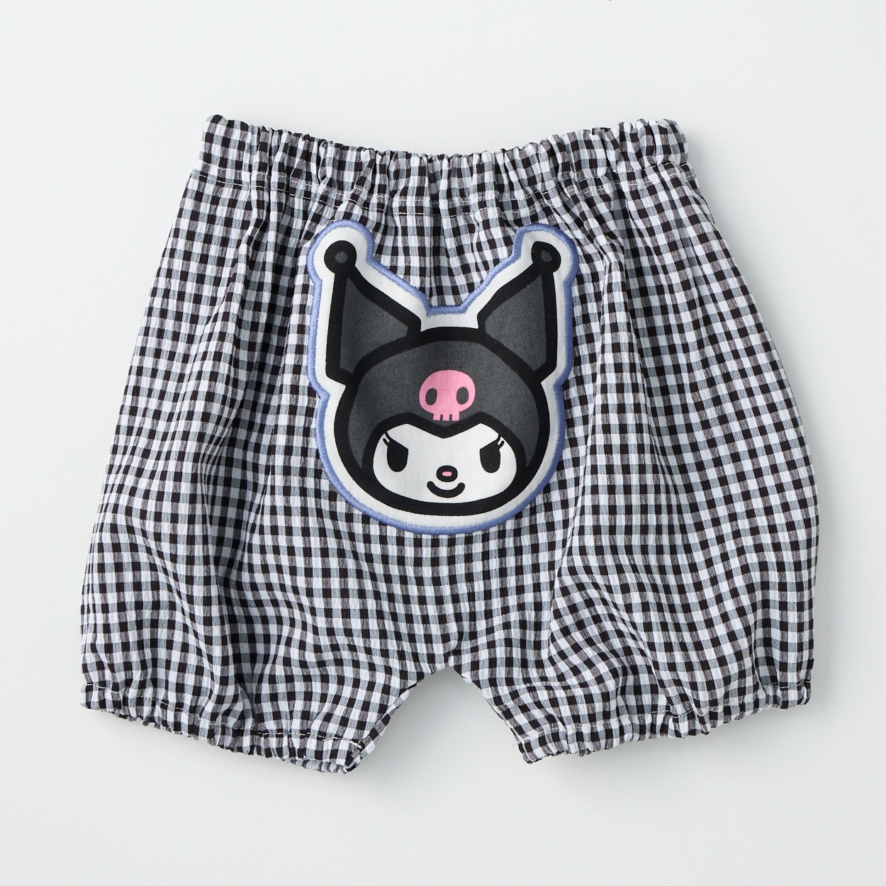 サンリオキャラクター おしりアップリケ チェック柄 リップル ブルマパンツ ベビー(クロミ(ブラック)-80cm)