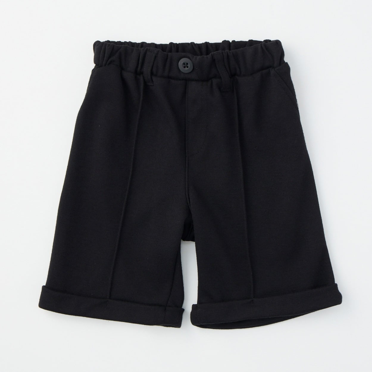 ポンチ 無地 ハーフパンツ ベビー フォーマル(ブラック-80cm)