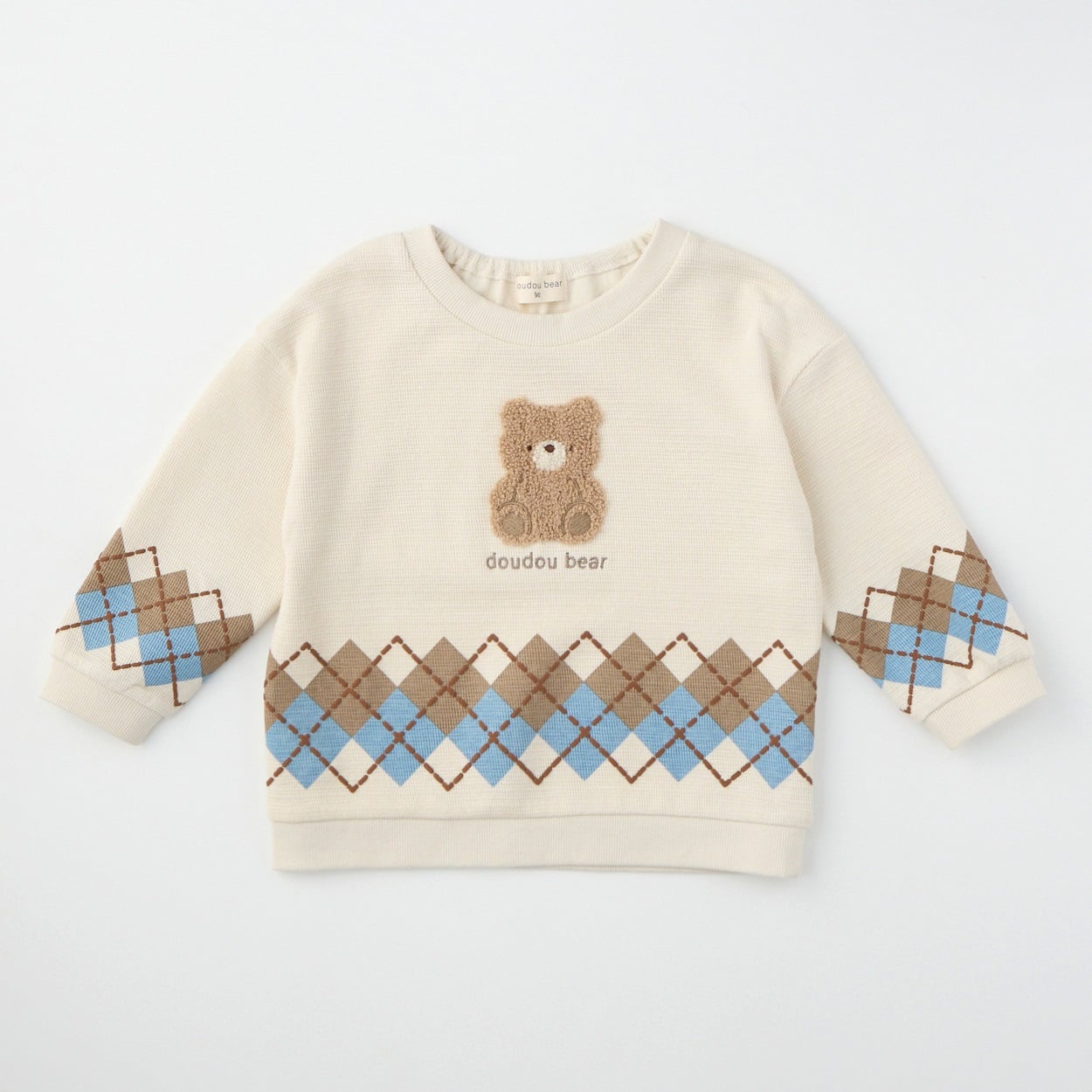 doudou bear アーガイル柄 長袖Tシャツ ベビー(アイボリー-80cm)
