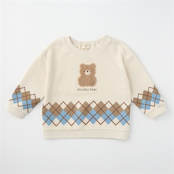 doudou bear アーガイル柄 長袖Tシャツ ベビー(アイボリー-80cm)