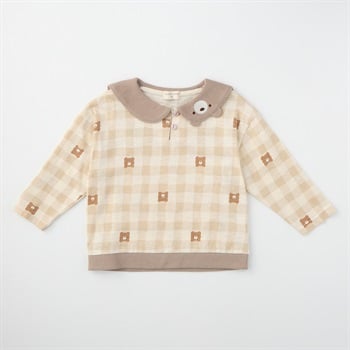 doudou bear スラブ天竺 セーラー衿 長袖Tシャツ ベビー(ベージュ-80cm)