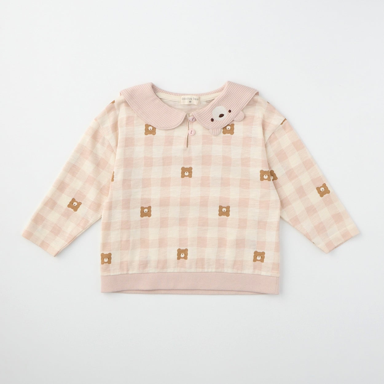 doudou bear スラブ天竺 セーラー衿 長袖Tシャツ ベビー(ピンク-80cm)