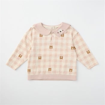 doudou bear スラブ天竺 セーラー衿 長袖Tシャツ ベビー(ピンク-80cm)
