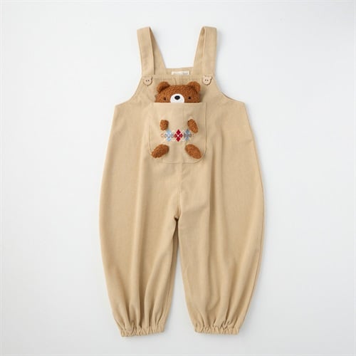 doudou bear ぬいぐるみ付き コーデュロイ サロペットパンツ ベビー