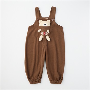 doudou bear ぬいぐるみ付き コーデュロイ サロペットパンツ ベビー(ブラウン-80cm)
