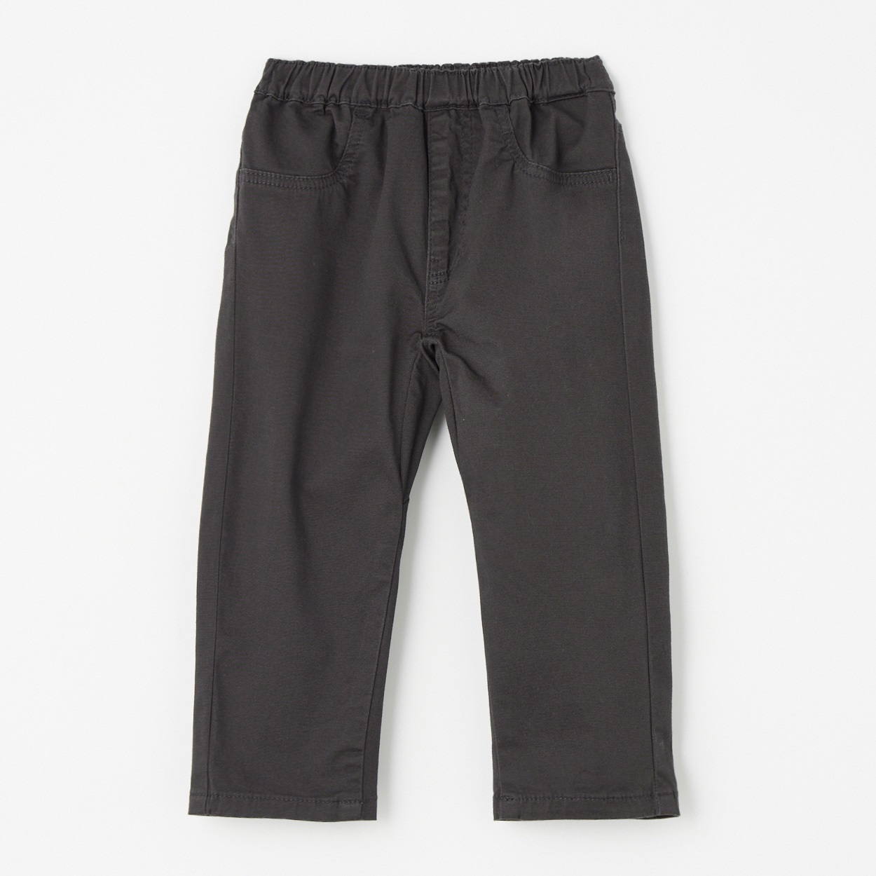 綿ストレッチ テーパードロングパンツ ベビー(チャコール-80cm)