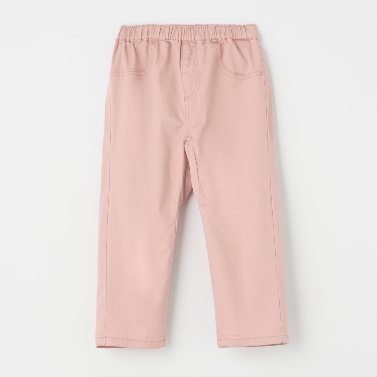綿ストレッチ テーパードロングパンツ ベビー(ピンク-90cm)
