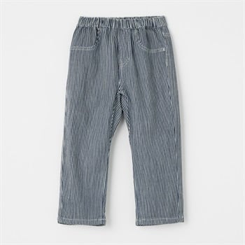 綿ストレッチ テーパードロングパンツ ベビー(ヒッコリー-80cm)