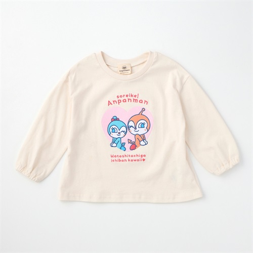 ドキンちゃん&コキンちゃん 刺しゅう 天竺 長袖Tシャツ ベビー(アイボリー-80cm)