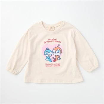ドキンちゃん&コキンちゃん 刺しゅう 天竺 長袖Tシャツ ベビー(アイボリー-80cm)