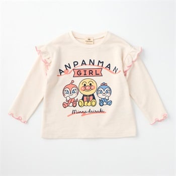アンパンマン ランダムプリント 肩フリル 長袖Tシャツ ベビー(アイボリー-80cm)