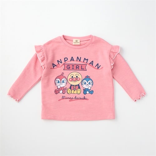 アンパンマン ランダムプリント 肩フリル 長袖Tシャツ ベビー