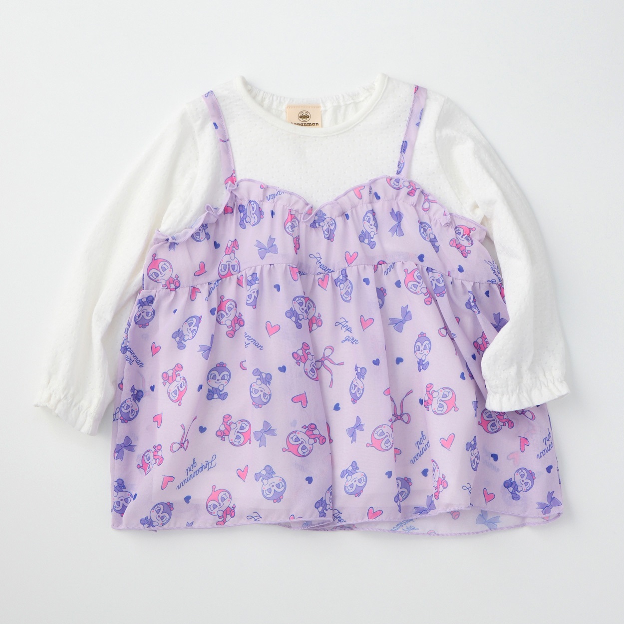 アンパンマン キャミフェイク 天竺 長袖Tシャツ ベビー(パープル-80cm)