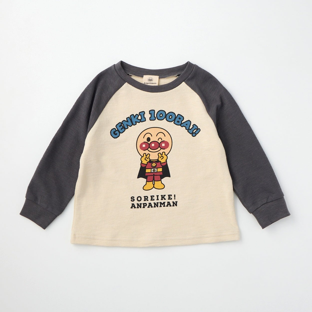 アンパンマン ランダムプリント ラグラン長袖Tシャツ ベビー(チャコールグレー-80cm)