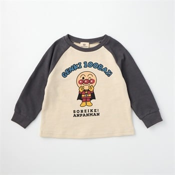 アンパンマン ランダムプリント ラグラン長袖Tシャツ ベビー(チャコールグレー-80cm)