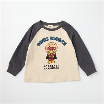 アンパンマン ランダムプリント ラグラン長袖Tシャツ ベビー(チャコールグレー-90cm)