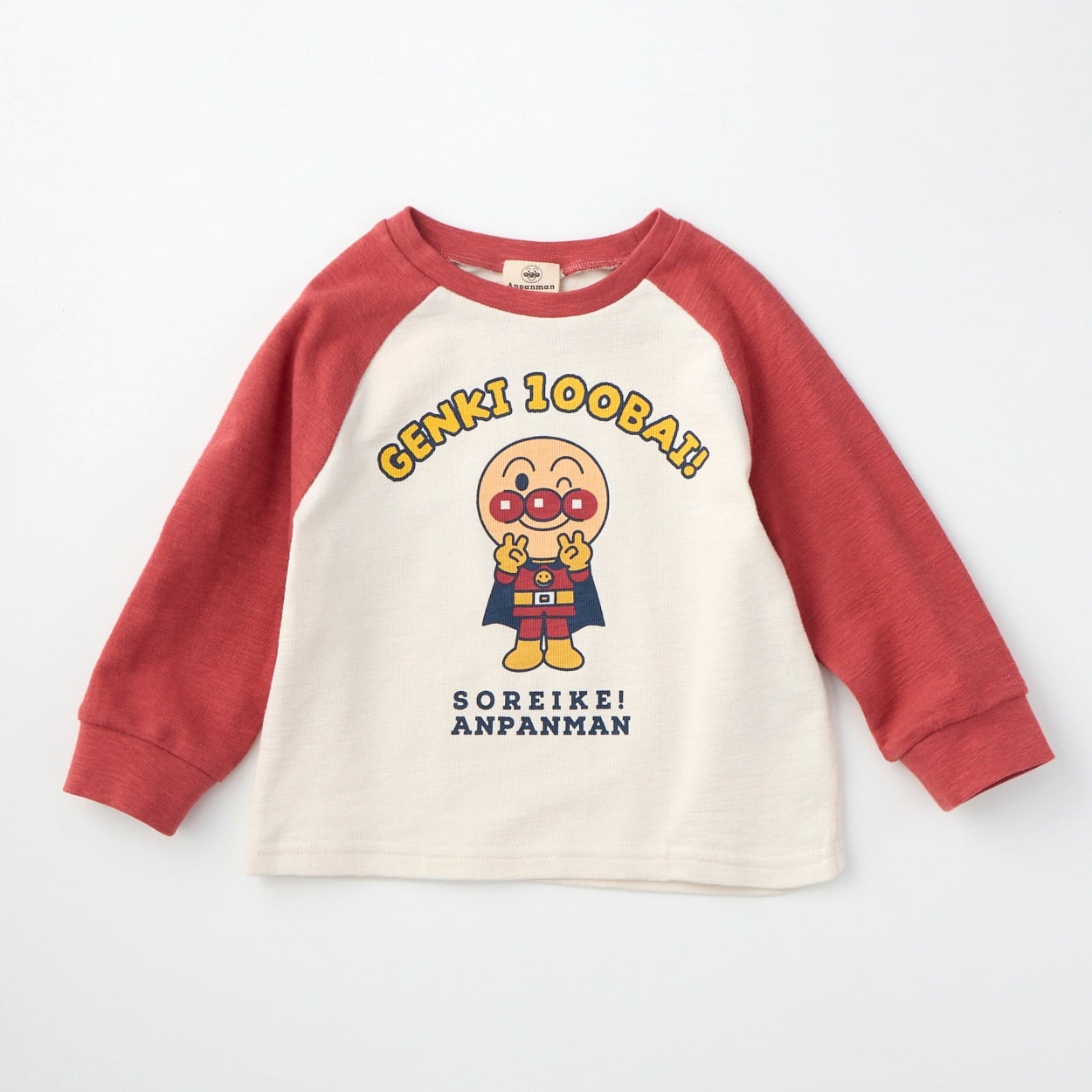 アンパンマン ランダムプリント ラグラン長袖Tシャツ ベビー(レッド-90cm)