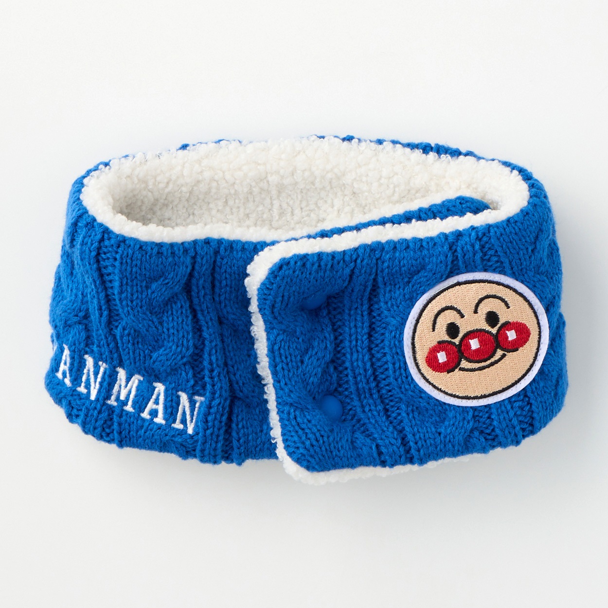 アンパンマン 顔刺繍 ニットマフラー ベビー(ブルー)