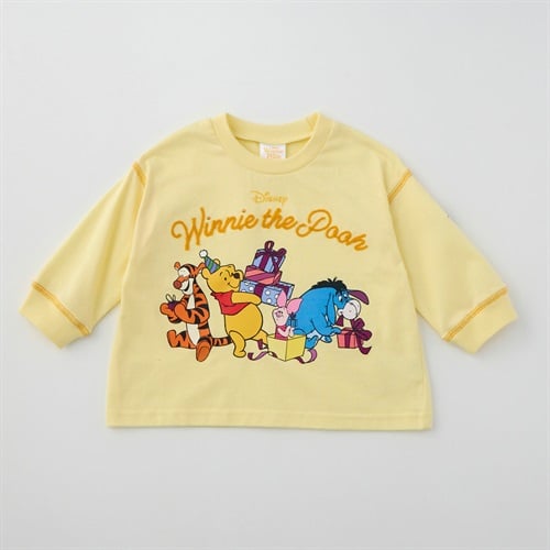 くまのプーさんと仲間集合 天竺 長袖Tシャツ ベビー(クリーム-80cm)