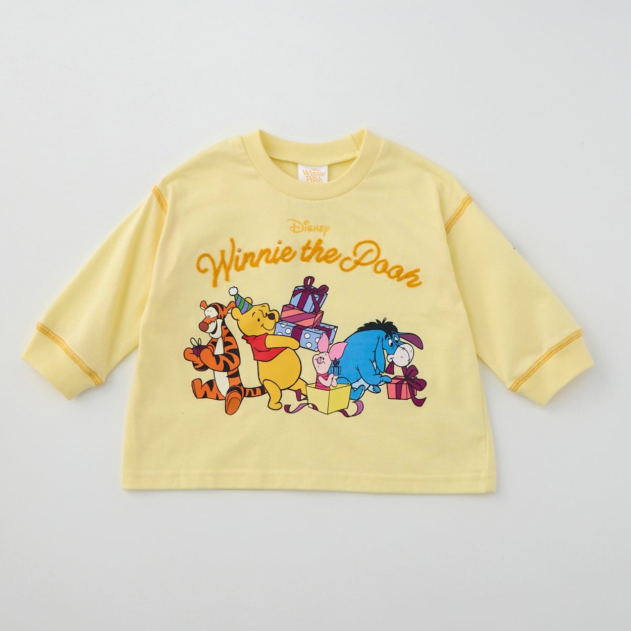 くまのプーさんと仲間集合 天竺 長袖Tシャツ ベビー(クリーム-100cm)