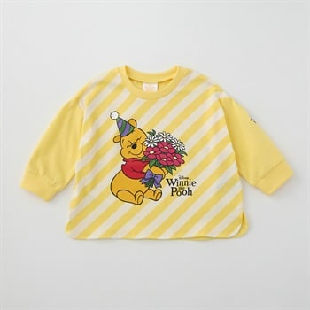 くまのプーさん パネルプリント 天竺 長袖Tシャツ ベビー(クリーム-80cm)