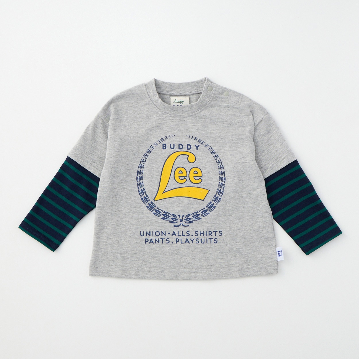 Buddy Lee 袖フェイクレイヤード 天竺 長袖Tシャツ ベビー キッズ(杢グレー-110cm)