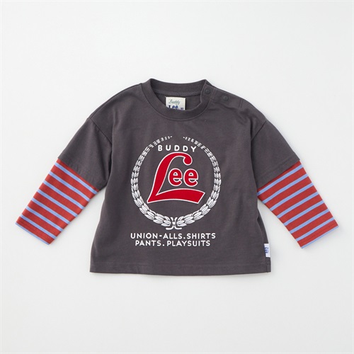 Buddy Lee 袖フェイクレイヤード 天竺 長袖Tシャツ ベビー キッズ(チャコールグレー-80cm)