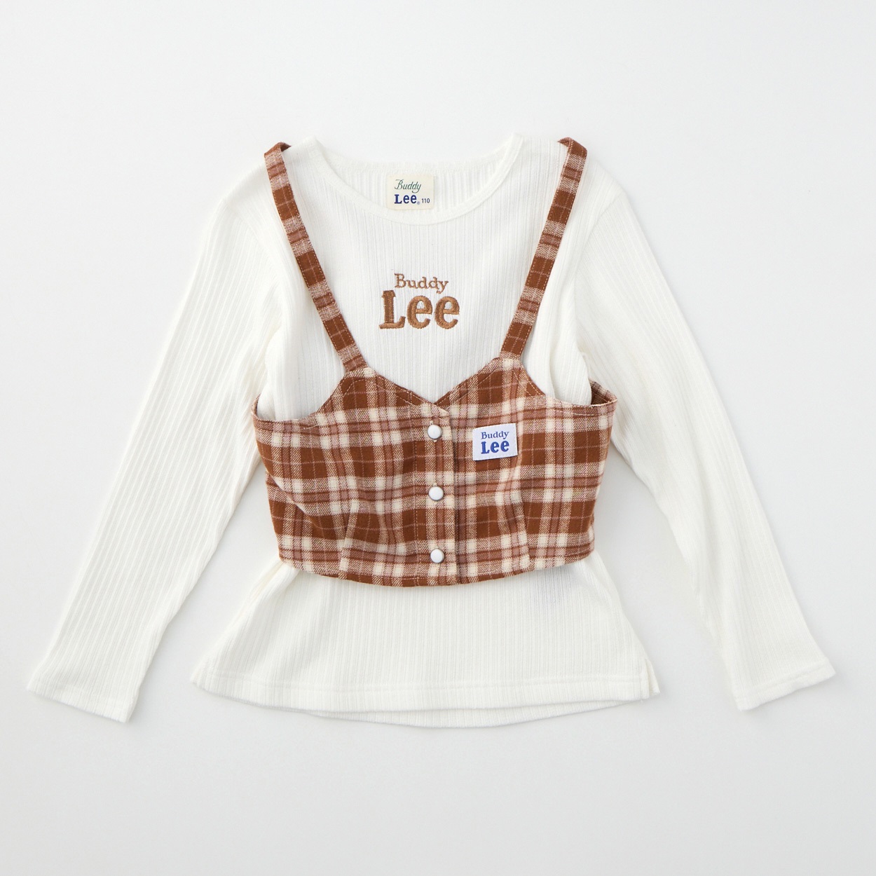 Buddy Lee チェック柄ビスチェ アンサンブル ベビー キッズ(ブラウン-80cm)