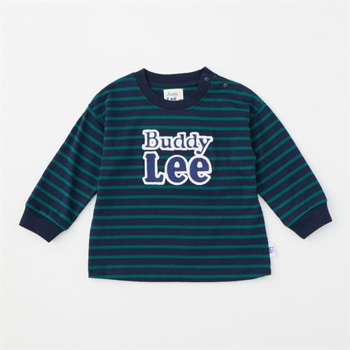 Buddy Lee ロゴ刺しゅう ボーダー柄 天竺 長袖Tシャツ ベビー キッズ(ネイビー-80cm)