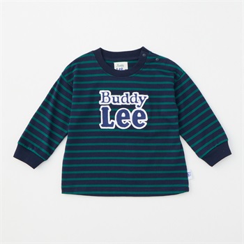 Buddy Lee ロゴ刺しゅう ボーダー柄 天竺 長袖Tシャツ ベビー キッズ(ネイビー-80cm)
