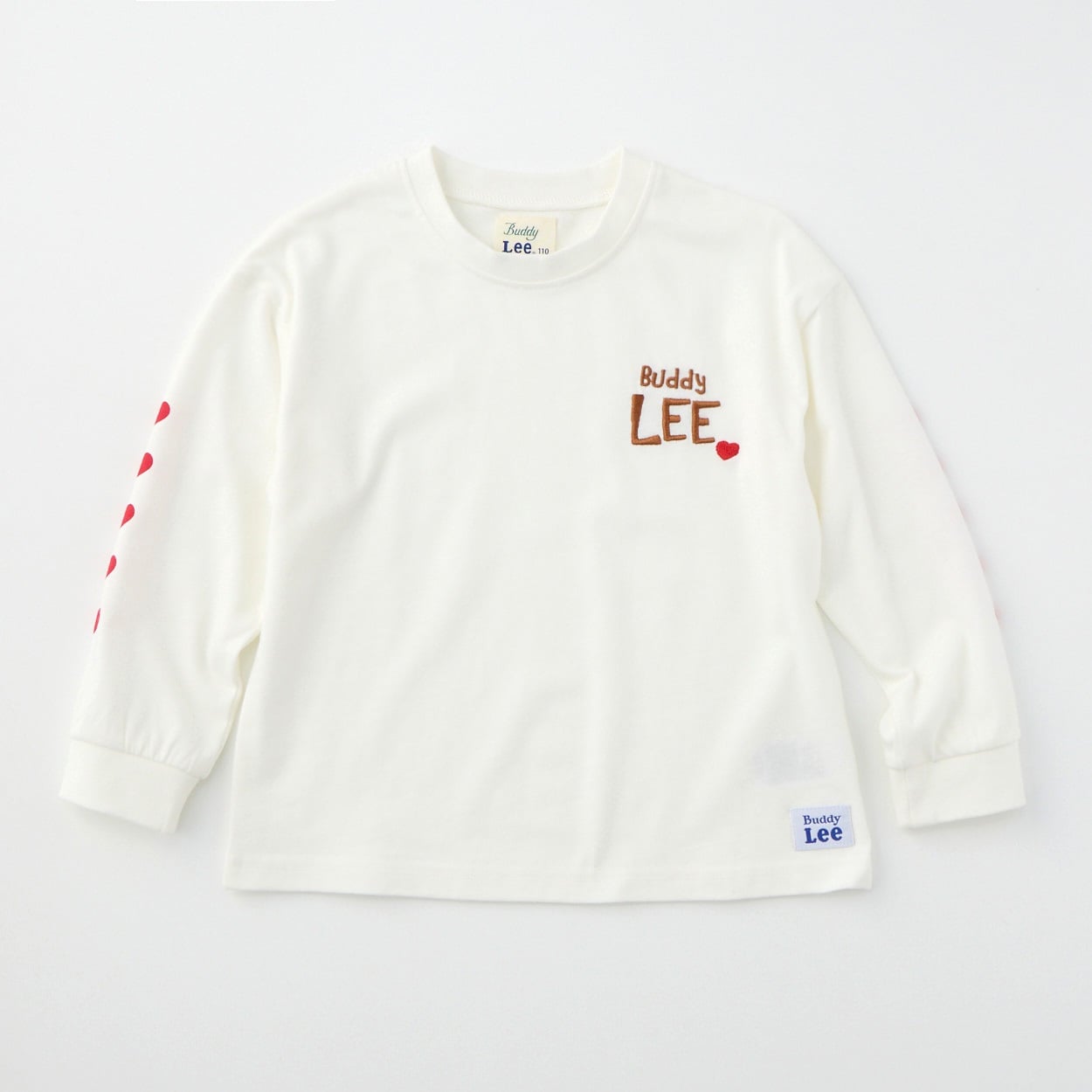 Buddy Lee ハート柄袖プリント 天竺 長袖Tシャツ ベビー キッズ(オフホワイト-110cm)