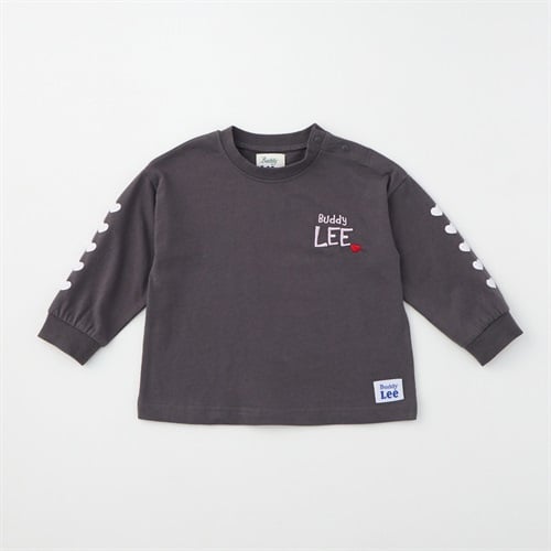Buddy Lee ハート柄袖プリント 天竺 長袖Tシャツ ベビー キッズ(チャコールグレー-80cm)