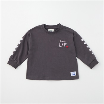 Buddy Lee ハート柄袖プリント 天竺 長袖Tシャツ ベビー キッズ(チャコールグレー-80cm)