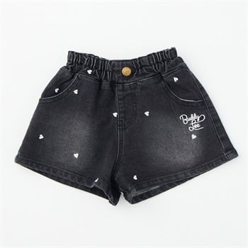 Buddy Lee ハート刺しゅう総柄 デニムキュロット ベビー キッズ(ブラック-80cm)
