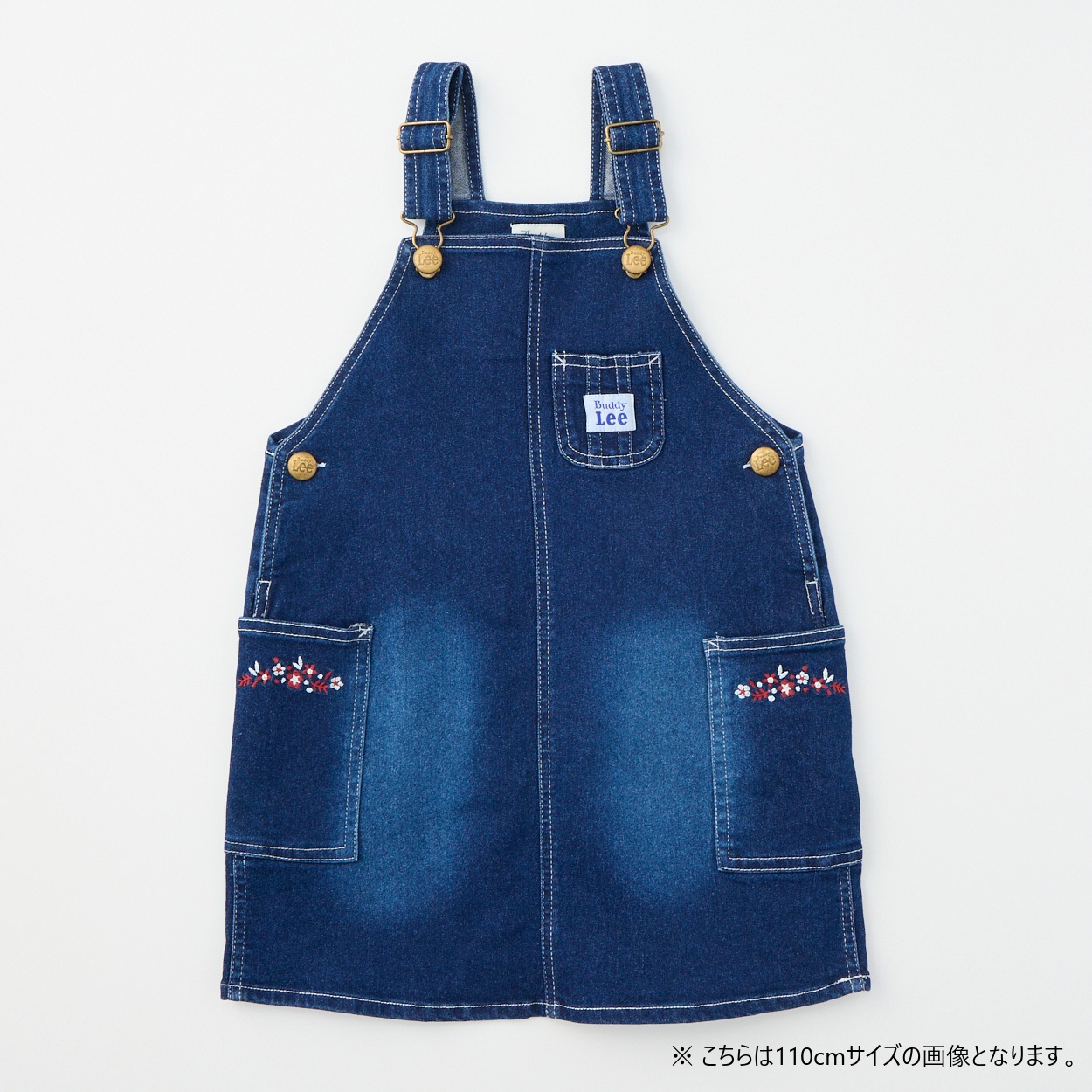 Buddy Lee デニム花刺繍 ジャンパースカート ベビー キッズ(インディゴブルー-120cm)