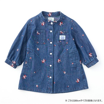 Buddy Lee デニム花総柄刺繍 長袖ワンピース ベビー キッズ(ネイビー-80cm)