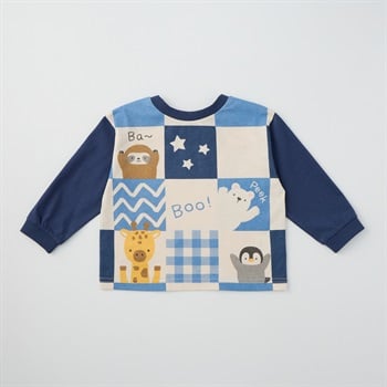Chum up 天竺 アニマル柄 ぱぱっと長袖Tシャツ ベビー(ネイビー-80cm)