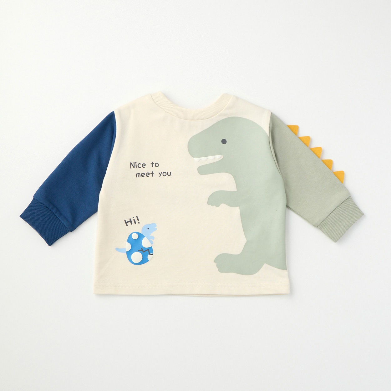 Chum up 恐竜柄 ミニ裏毛 ぱぱっとトレーナー ベビー(アイボリー-90cm)