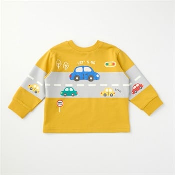 Chum up 車道路柄 ミニ裏毛 ぱぱっとトレーナー ベビー(マスタード-80cm)