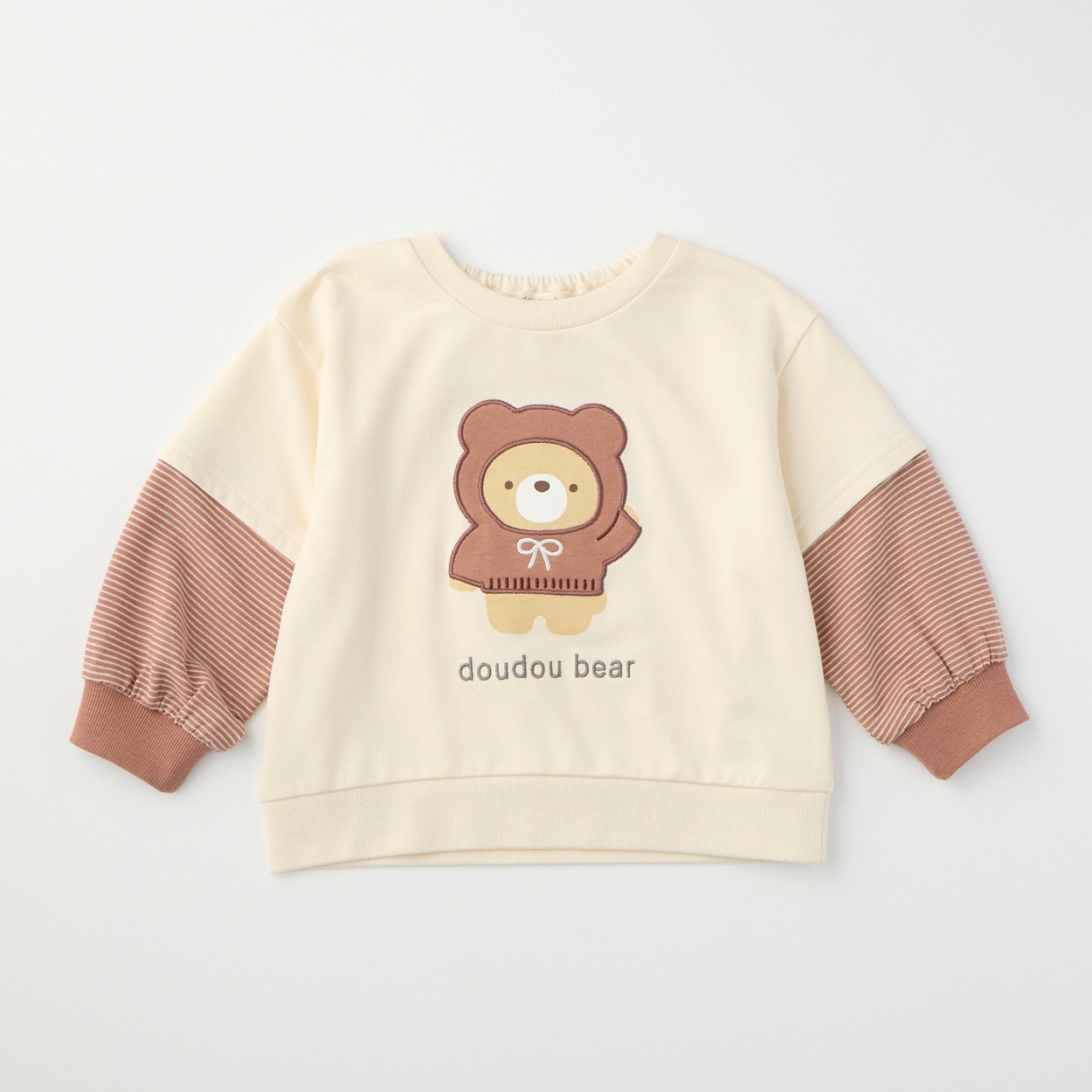 doudou bear 袖レイヤード ミニ裏毛トレーナー ベビー(アイボリー-80cm)