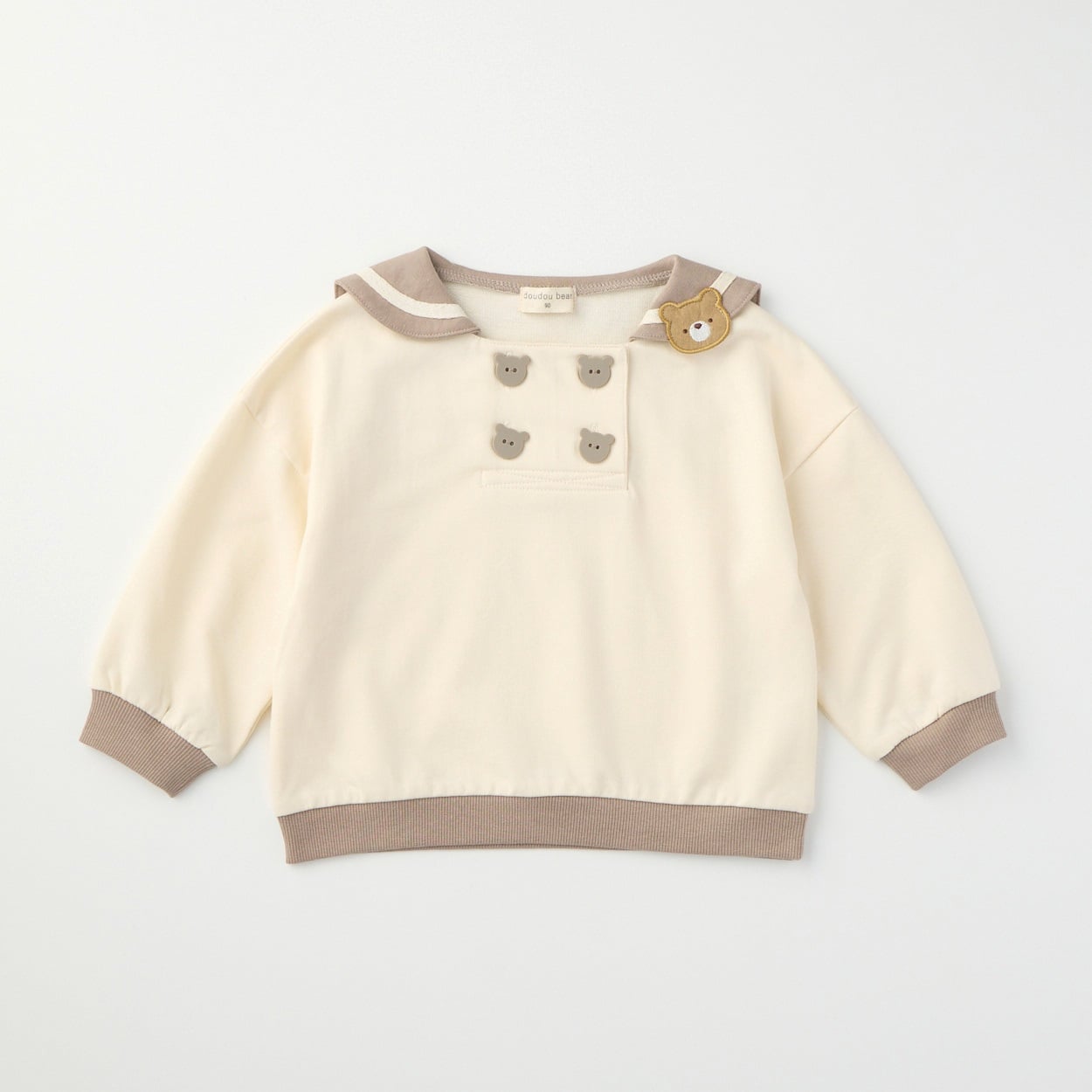 doudou bear セーラー衿 裏毛トレーナー ベビー(アイボリー-80cm)
