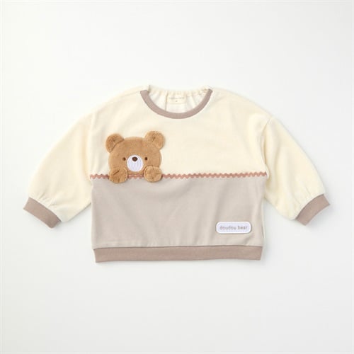 doudou bear 切替 くまボアアップリケ コーデュロイトレーナー ベビー