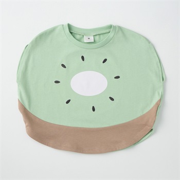 キウイ柄 天竺 まるっとTシャツ ベビー(グリーン-80cm)