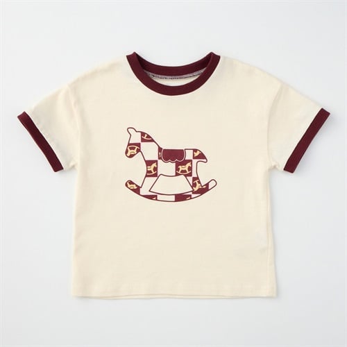 木馬柄 天竺 半袖Tシャツ ベビー