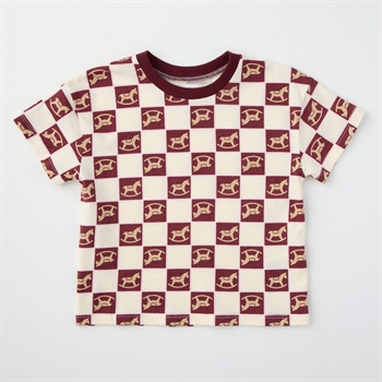 木馬総柄 天竺 半袖Tシャツ ベビー(ブラウン-80cm)