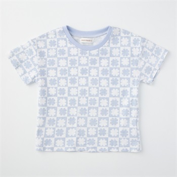 リーフ総柄 天竺 半袖Tシャツ ベビー(ブルーグレー-80cm)