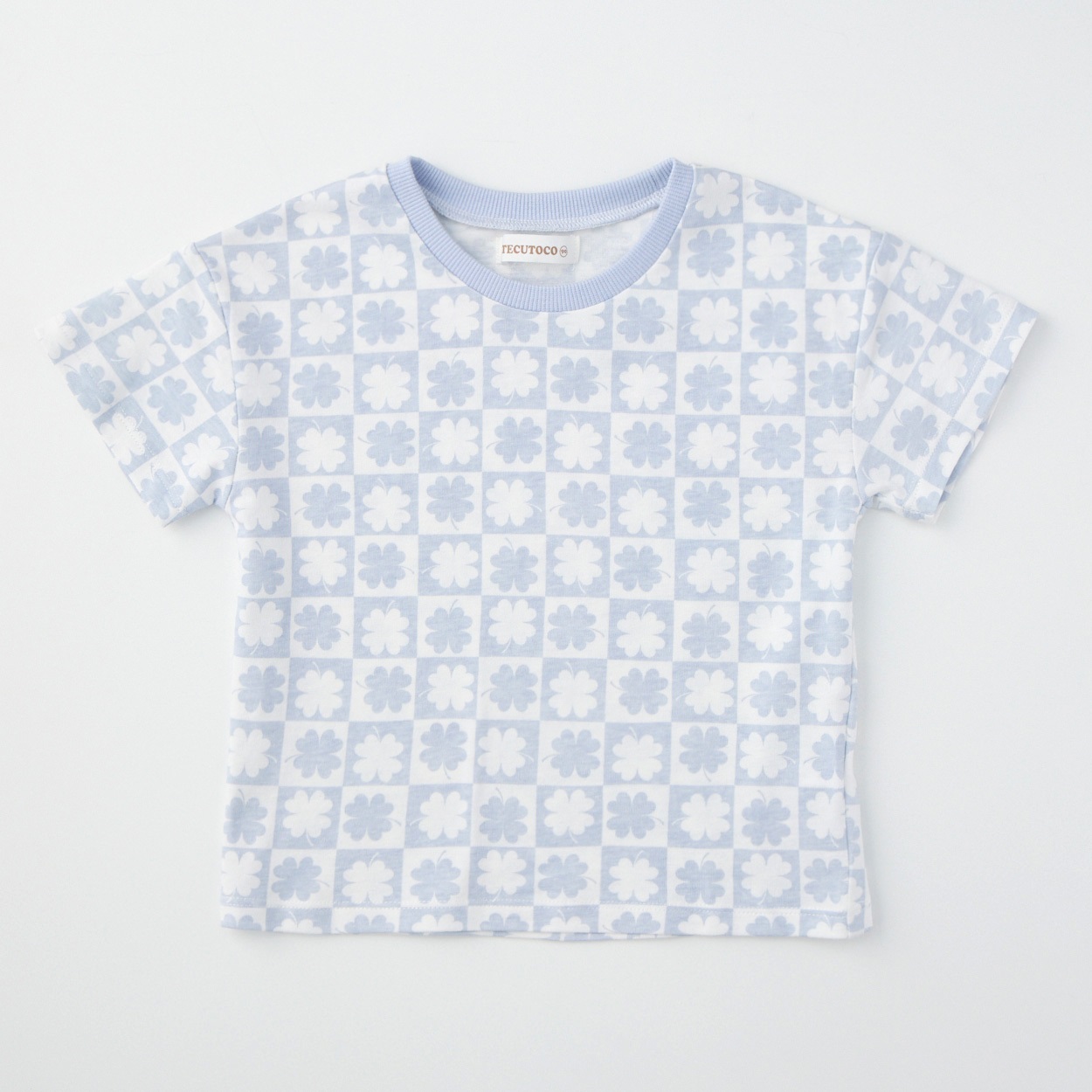 リーフ総柄 天竺 半袖Tシャツ ベビー(ブルーグレー-100cm)