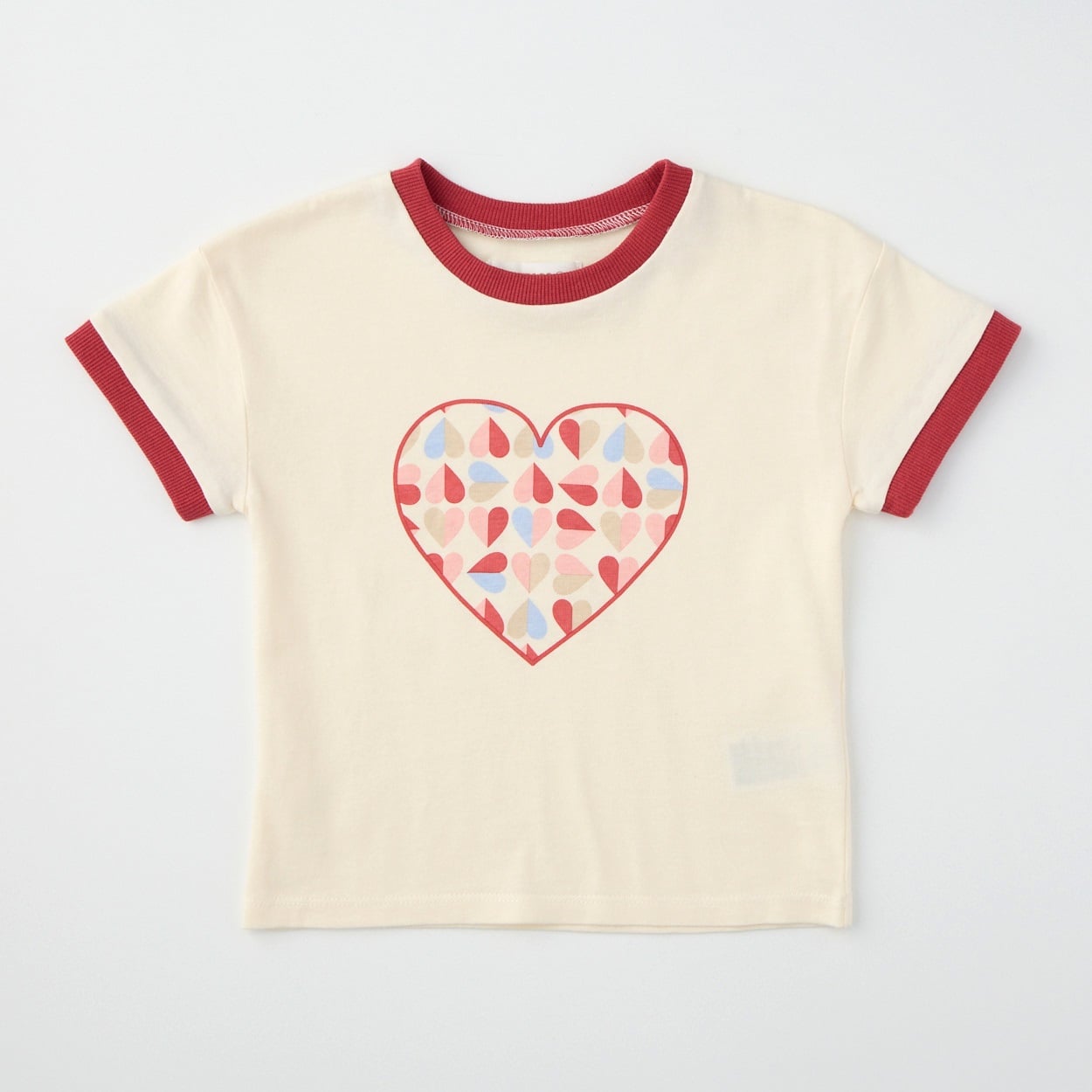 ハート柄 天竺 半袖Tシャツ ベビー(アイボリー-80cm)