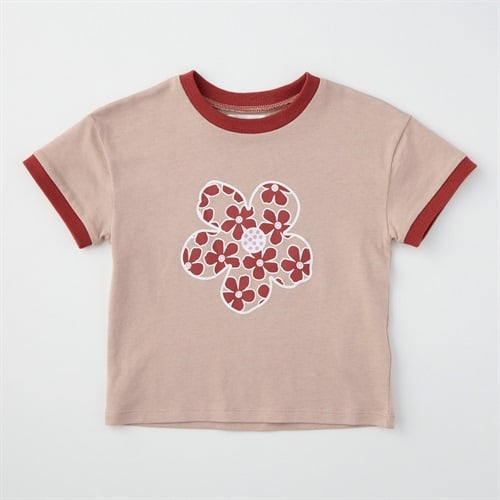 ハイビスカス柄 天竺 半袖Tシャツ ベビー